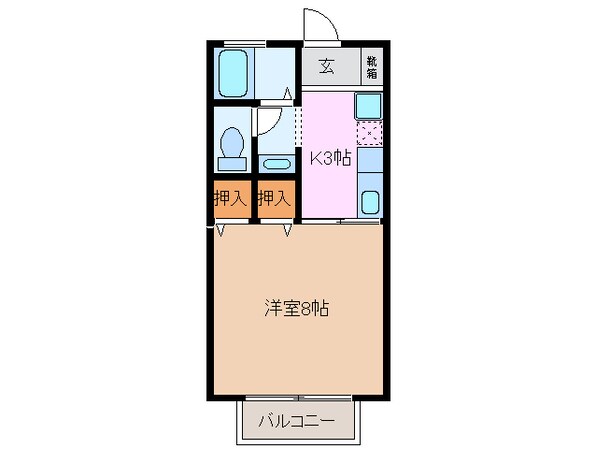 近鉄富田駅 徒歩7分 1階の物件間取画像